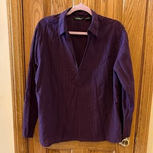 Eddie Bauer Deep Purple Cotton-Silk Blend Top